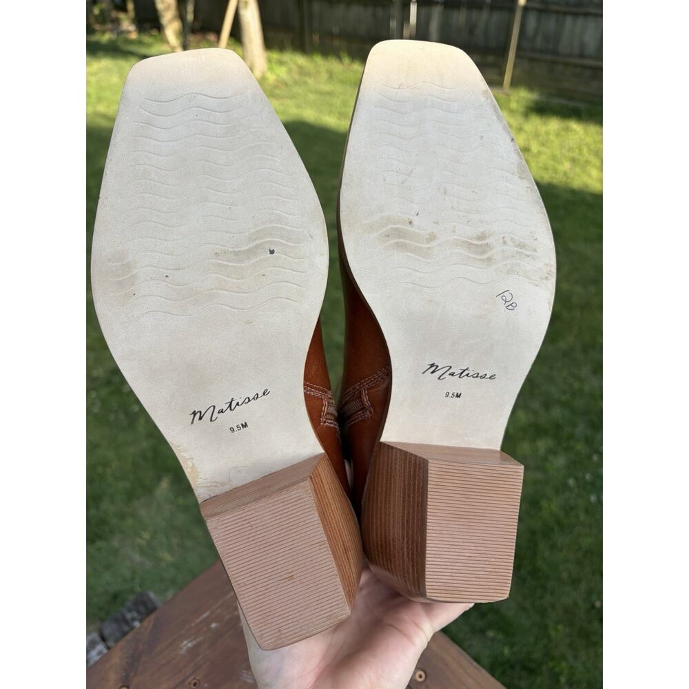 $215 Matisse Ezra Boot Leather Ankle Square Toe Cognac Brown Tan Size 9.5 - Picture 5 of 7